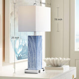 ZUN Touch Control Table Lamps Set of 2, Modern Contemporary Bedside Lamp with 2 USB Ports 1 AC Outlet, T3146P272210