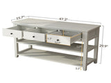 Console Table with Wood Frame and Legs, Sofa Table Entryway Table with 3 Drawers and 2 Open Shelves 19496319
