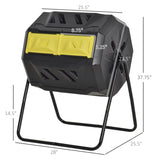 Tumbling Compost Bin Outdoor 360&deg Dual Chamber Rotating Composter 43 Gallon, Yellow W2225142616