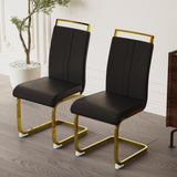 ZUN Modern Dining Chairs,PU Faux Leather High Back Upholstered Side Chair with C-shaped Tube. Plating 00421140