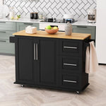 ZUN Kitchen Island Cart with 2 Door Cabinet and Three Drawers,43.31 Inch Width with Spice, Towel 29696706