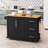 ZUN Kitchen Island Cart with 2 Door Cabinet and Three Drawers,43.31 Inch Width with Spice, Towel 29696706