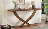 ZUN Mirod 57'' Modern Rustic Console Table with Cross-Leg Design,Sturdy Construction and Ample Surface N760P214643D