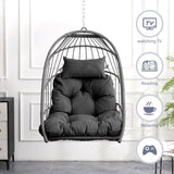 Outdoor garden rattan egg swing chair hanging chair PE hanging chair gray W2500P309523