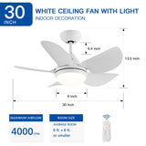 ZUN 30 In Intergrated LED Ceiling Fan Lighting with White ABS Blade W136755958