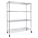 ZUN 4-Tier NSF Heavy Duty Adjustable Storage Metal Rack with Wheels & Shelf Liners Ideal for Garage, 20930977