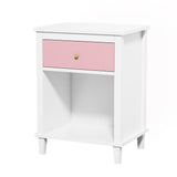 26.77''H Wooden Nightstand with One Drawer One Shelf for Kids, Adults, Pink 61855296