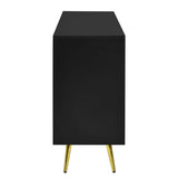U_STYLE Modern Sideboard with Geometric Line Design, Conical Metal Legs, and Central Drawers for N711P192336B