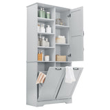 Bathroom Storage Cabinet with Doors and Drawers, Tilt-Out Laundry Hamper, Multiple Storage Space, 36301140