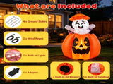 5ft Animated Halloween Inflatable Pumpkin with Rising Ghost, 2 Built-in LED Lights, Self-Inflating 54238430