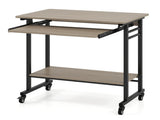 Gray Mobile Computer Desk with Keyboard Tray & Storage Shelf, 360&deg Lockable Casters for Home 68559774