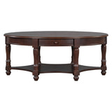 Vintage Oval Coffee Table with Drawer and Storage Shelf, Antique Cocktail Table in 45", French N735P277388D