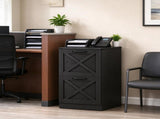 Farmhouse Vertical Printer Stand with X Pattern, 2-Drawer Storage Cabinet Fits Letter Files, Black 29795694