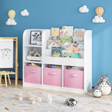 Kids Bookcase and Bookshelf, Multifunctional Bookcase with 3 Collapsible Fabric Drawers, Bookcase W808P242198