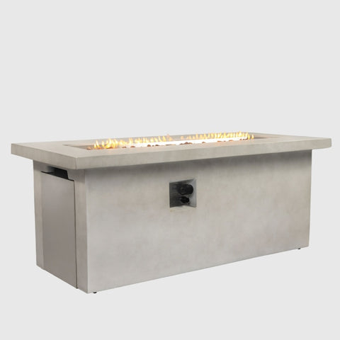 ZUN 60in Concrete Fire pit table Rectangular Propane Gas Fire Pit Table with Storage Cabinet W853P202206