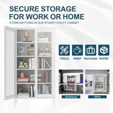 73 inches high metal storage cabinet with 2 wire mesh doors, suitable for homes, offices and dining T3421P312391