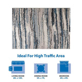 Watercolor Abstract Stripe Woven Area Rug B03597996