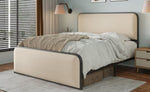 ZUN Modern Metal Bed Frame with Curved Upholstered Headboard and Footboard Bed with Under Bed Storage, WF319294AAA