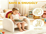 1pc Wooden Frame Armchair Kids Sofa, Rainbow Gradient Teddy Velvet 79752069