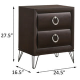 Dark Merlot 2-Drawer Nightstand with Hairpin Legs B062P181329