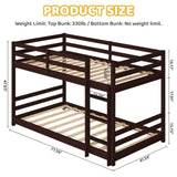 Brown painted pine twin wooden bed with head and tail cross rails, can be split into single bed or 07567396
