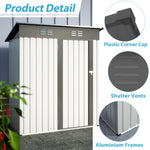 ZUN 5 X 3 Ft Outdoor Storage Shed, Galvanized Metal Garden Shed With Lockable Doors, Tool Storage Shed W1212110294