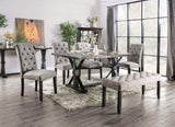 Classic Light Gray Color 1PC BENCH Button Tufted Linen Like Fabric Solid wood Chair Upholstered Seat B011104805