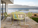 Summer - 4-Pack Modern Striped Color Block Chairs Indoor/Outdoor PP Plastic Seat & Sturdy Metal W3450P447384