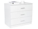 3-Drawer Tall Cabinet Particleboard Bedside Table with Textured Melamine Finish White 32152387