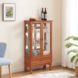 Lighted Glass Cabinet Glass Wine Cabinet Curio Display Cabinet with Adjustable Glass Shelves 2 Doors W2275P178824