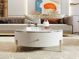Modern Round Coffee Table with 2 large Drawers Storage Accent Table N735P338995K
