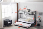 ZUN Twin Over Twin Bunk Bed with Trundle, Triple Bunk Beds for Kids Teens Adults, Metal Bunk Bed with 18599521