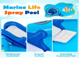 74 " Inflatable Marine Spray Pool with Shark Slide & Lighthouse Sprinkler, Kids Water Play Center 00427621