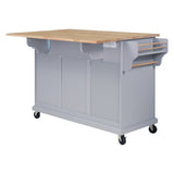Cambridge Natural Wood Top Kitchen Island with Storage W914107254