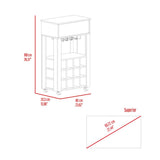 Memphis Bar Cart, Twelve Built-in Wine Rack, Four Legs, One Open Shelf -Light Gray B07092097