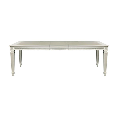 ZUN Modern Glam Design 1pc Dining Table with Extension Leaf Silver Finish Acrylic Inset Framing Dining B011104400