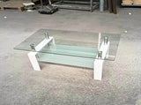 Tempered Clear Glass Coffee Table, 2-Layers Coffee Table Living Room Center Table W1718120236