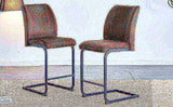 A set of two brown chairs, including suede cushions and black metal legs. Small size, suitable for W1151P144808