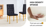 4 piece dining chairs.The gold metal legs complement the black velvet, showcasing a perfect blend of W1151131989