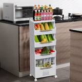 ZUN 4-Tier Rolling Storage Cart with Wheels, Large Capacity Kitchen Cart, Mobile Utility Cart with with 56528085