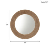 ZUN Natural Jute Rope Round Wall Mirror 26" B03598875