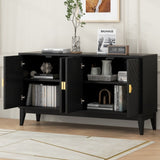 4-Door Sideboard Storage Cabinet for Living Room and Dining Room, Two Large Cabinets with Gold N759P192449B