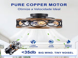 19INCH 7 Blades Caged Ceiling Fan with Remote Control ,Flush Mount Ceiling Fan with Light Kit W3596P457959