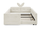 Twin Size Upholstered Platform Bed with Cute Rabbit Ear Shaped Headboard, with Safety Rail and W1413P307369