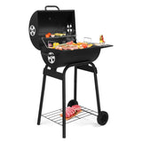 Charcoal Grills Outdoor BBQ Grill, Barrel Charcoal Grill with Side Table and Wheels, for Outdoor 49876379