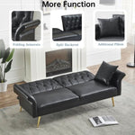 ZUN 67.71 Inch Faux leather sofa bed with adjustment armres W2290P152933