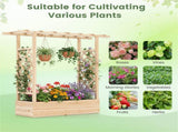 Fir Wood Raised Garden Bed with Side Trellis, 109.2235.56114.30 cm Planter Box with Drainage 69072812
