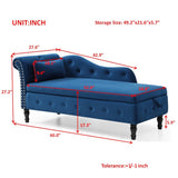 Aijia 60" Velvet Multifunctional Storage Chaise Lounge Buttons Tufted Nailhead Trimmed Solid Wood W111749338
