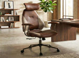 Brown Color Blocking Office Chair with 2D Adjustable Headrest, Ergonomic High-Back Desk Chair 330 61548618