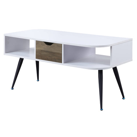 ZUN White and Black Coffee Table with 1 Drawer B062P181418